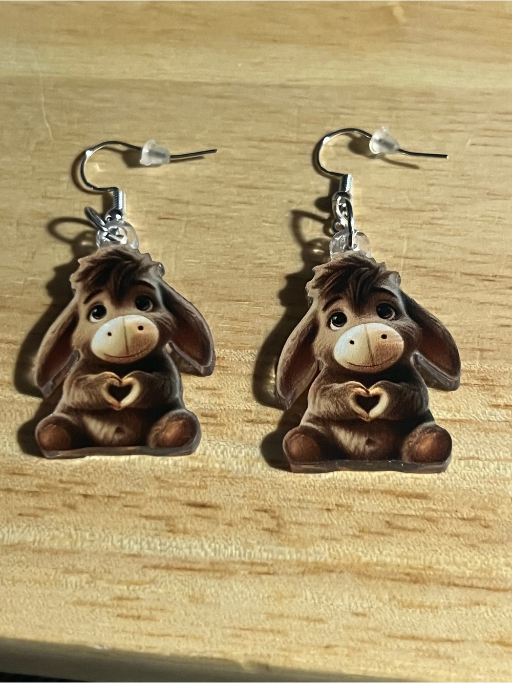 Cute Brown Donkey Heart Kids Earrings - Brand Unknown E182